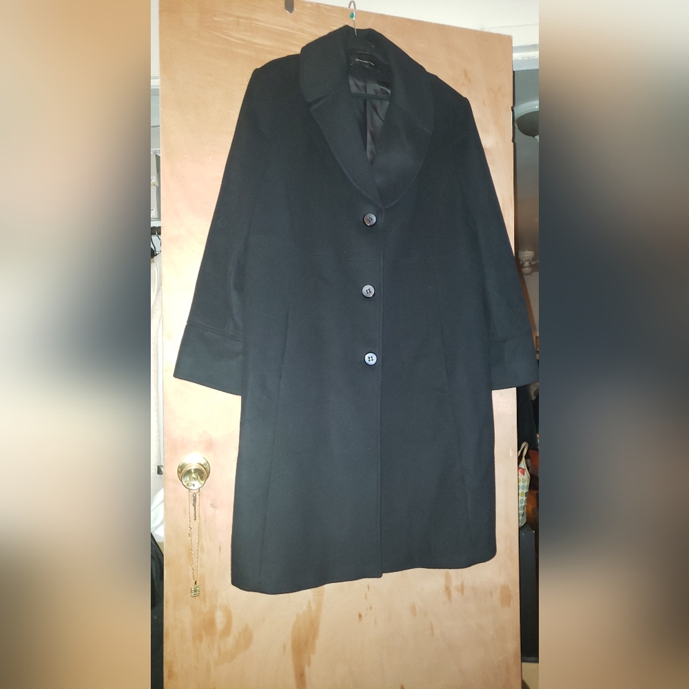 JONES NEW YORK 2X BLACK SINGLE BREASTED OVERCOAT